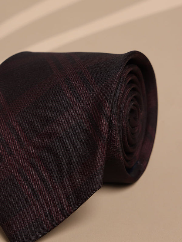 Brown Check Micro Fiber Necktie - TOSSIDO