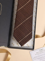 Brown Check Performance Silk™ Necktie - TOSSIDO