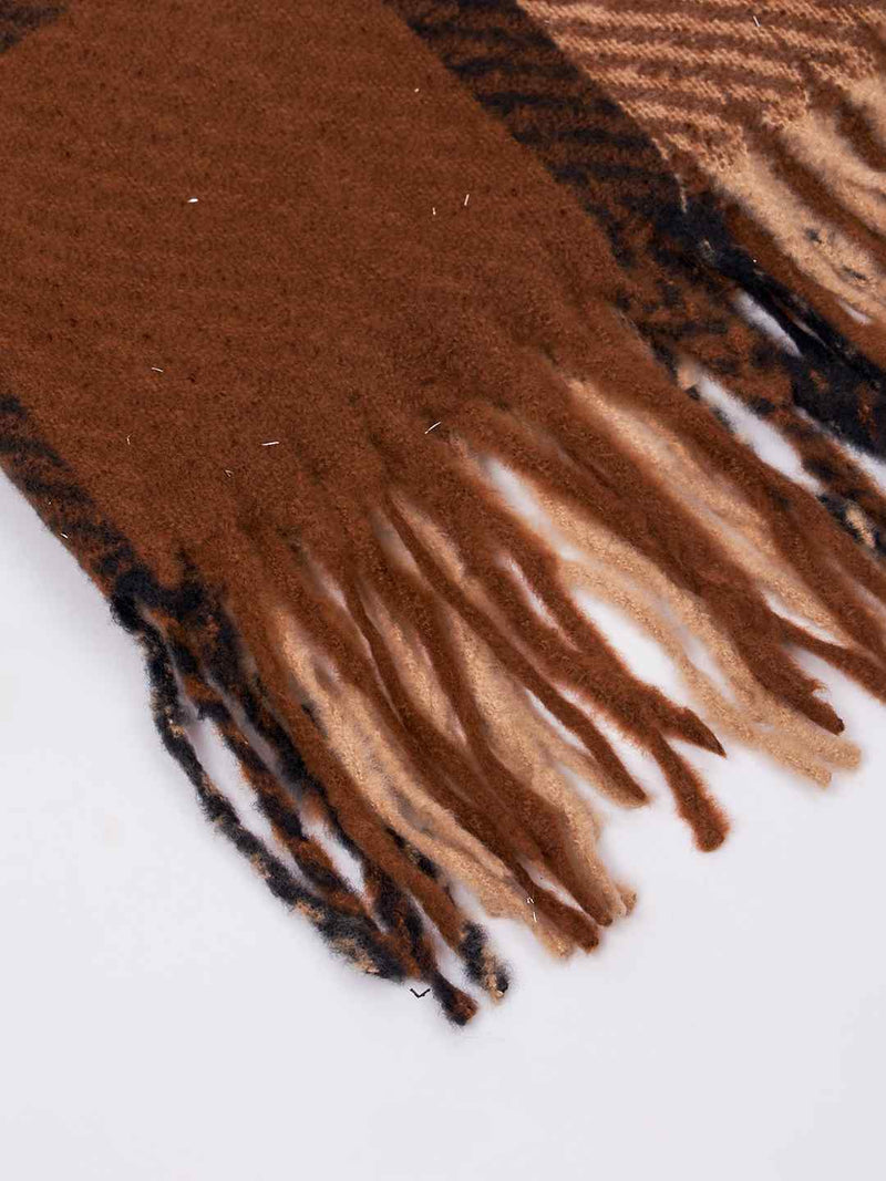Brown Check Woolen Muffler - TOSSIDO