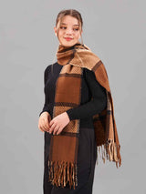 Brown Check Woolen Muffler - TOSSIDO