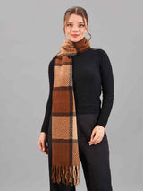 Brown Check Woolen Muffler - TOSSIDO