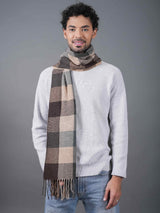 Brown Checkered Poly - Wool Muffler - TOSSIDO