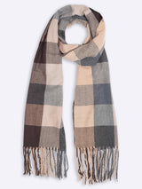 Brown Checkered Poly - Wool Muffler - TOSSIDO