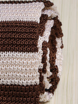 Brown & Cream Stripe Silk Knitted Necktie - TOSSIDO