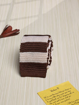 Brown & Cream Stripe Silk Knitted Necktie - TOSSIDO