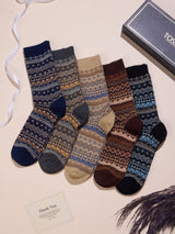 Brown Fair Isle Socks – Pack of 5 - TOSSIDO