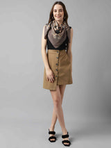 Brown Floral Scarf & Scarf Bag Set - TOSSIDO