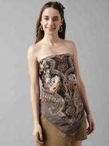 Brown Floral Scarf & Scarf Bag Set - TOSSIDO