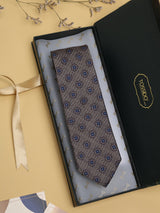 Brown Floral Woven Silk Necktie - TOSSIDO