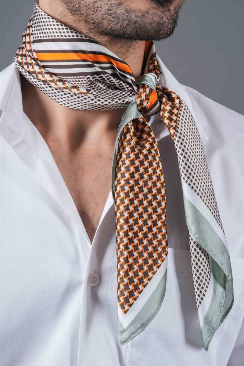 Brown Geometric Neckerchief - TOSSIDO