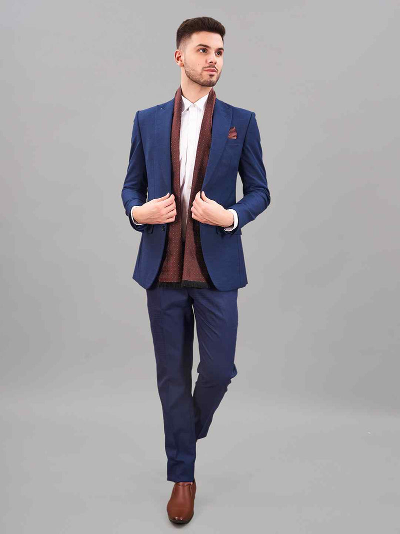 Brown Geometric Reversible Stole & Pocket Square Set - TOSSIDO