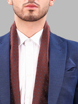 Brown Geometric Reversible Stole & Pocket Square Set - TOSSIDO