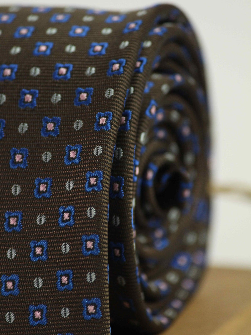 Brown Geometric Woven Necktie - TOSSIDO