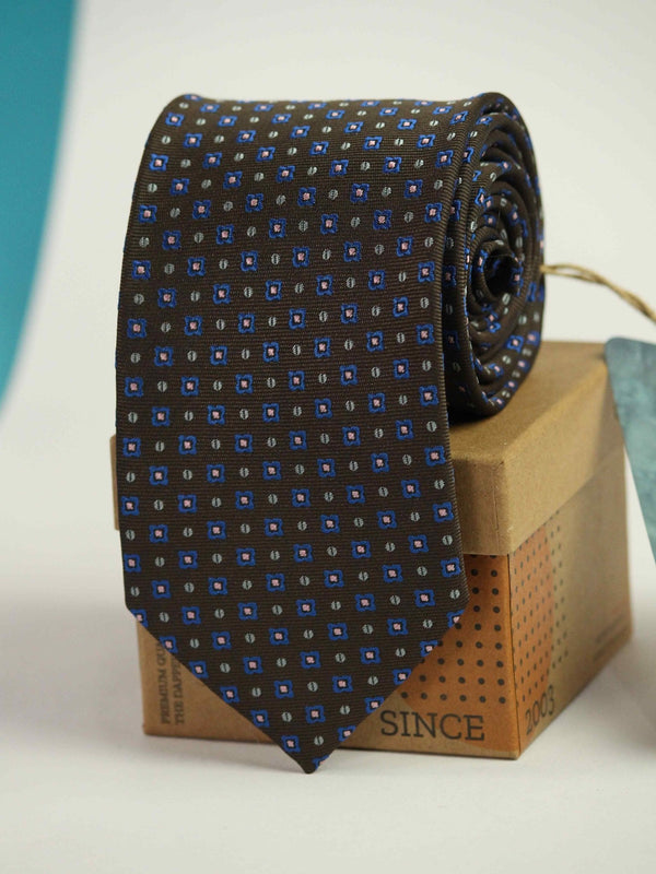 Brown Geometric Woven Necktie - TOSSIDO