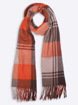 Brown & Orange Checkered Poly - Wool Muffler - TOSSIDO