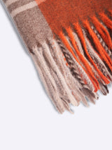 Brown & Orange Checkered Poly - Wool Muffler - TOSSIDO