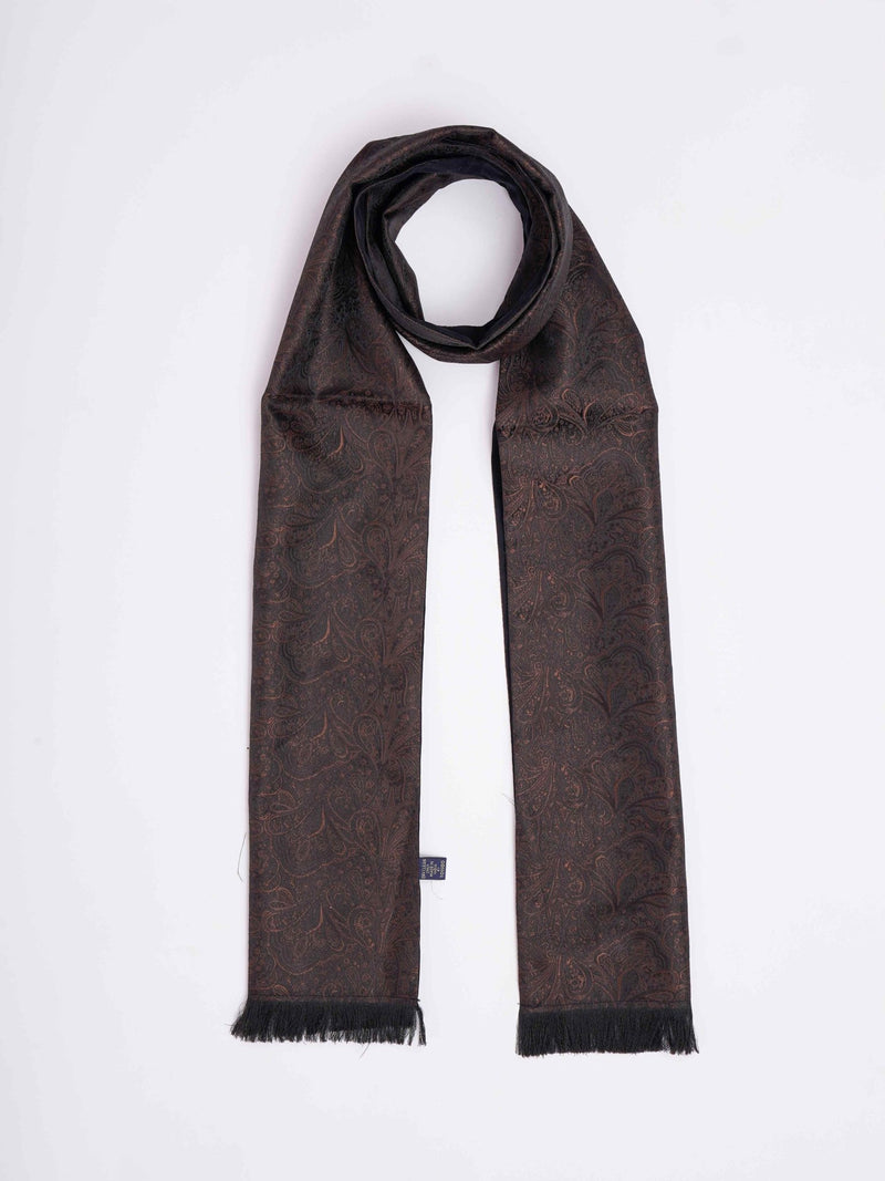 Brown Paisley Reversible Stole & Pocket Square Set - TOSSIDO