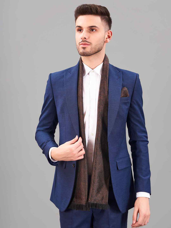 Brown Paisley Reversible Stole & Pocket Square Set - TOSSIDO