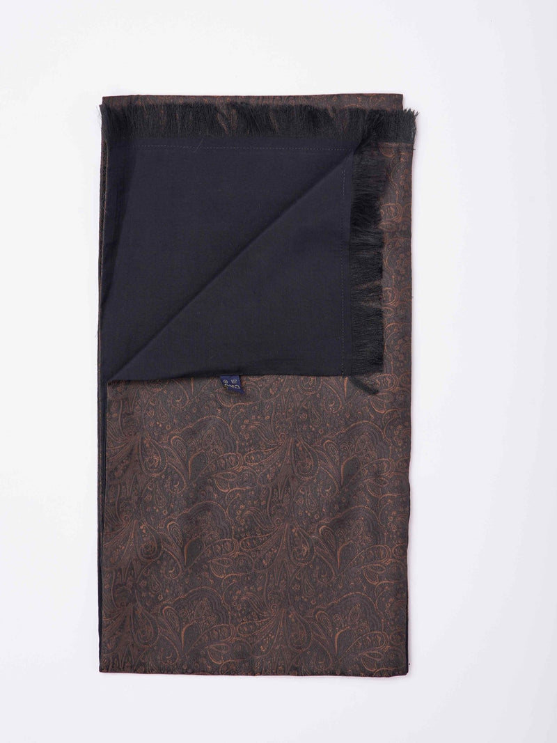 Brown Paisley Reversible Stole & Pocket Square Set - TOSSIDO