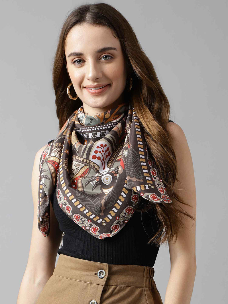Brown Paisley Scarf & Scarf Bag Set - TOSSIDO