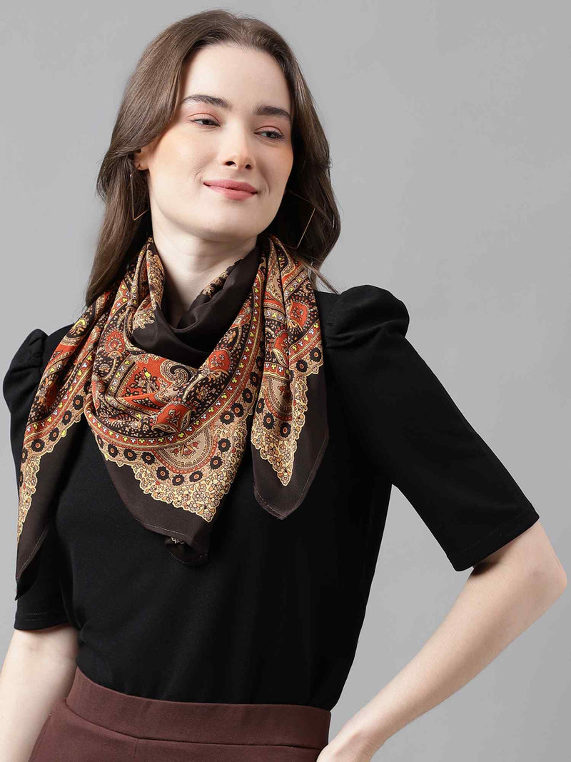 Brown Paisley Scarf & Scarf Bag Set - TOSSIDO
