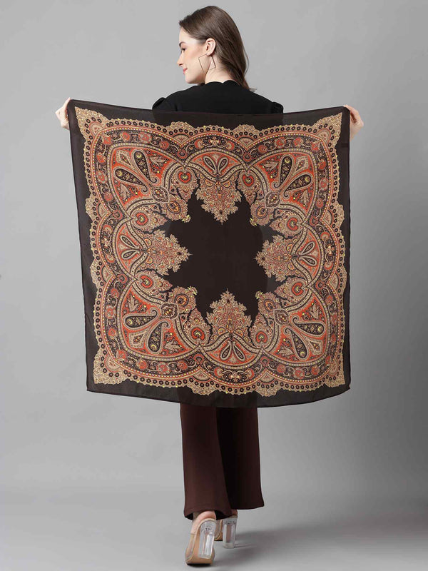 Brown Paisley Scarf & Scarf Bag Set - TOSSIDO