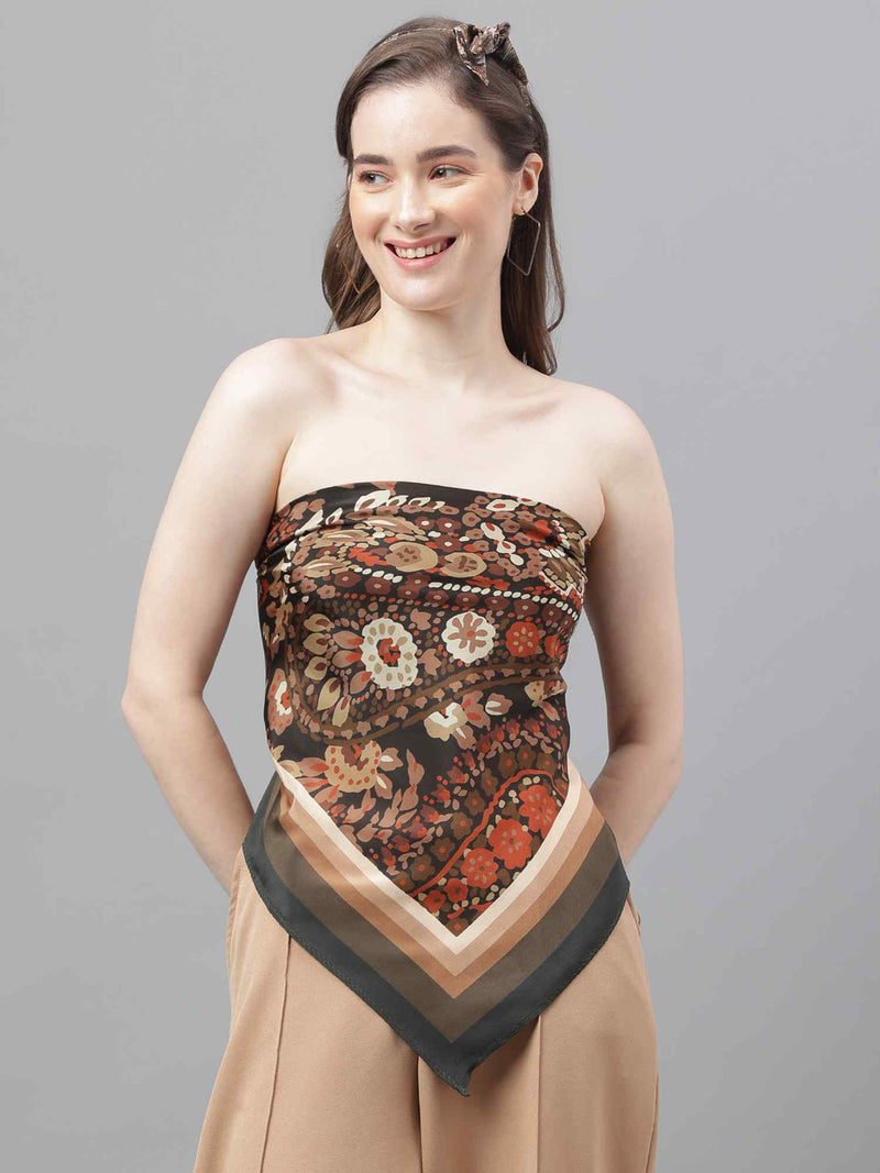 Brown Paisley Scarf & Scarf Bag Set - TOSSIDO