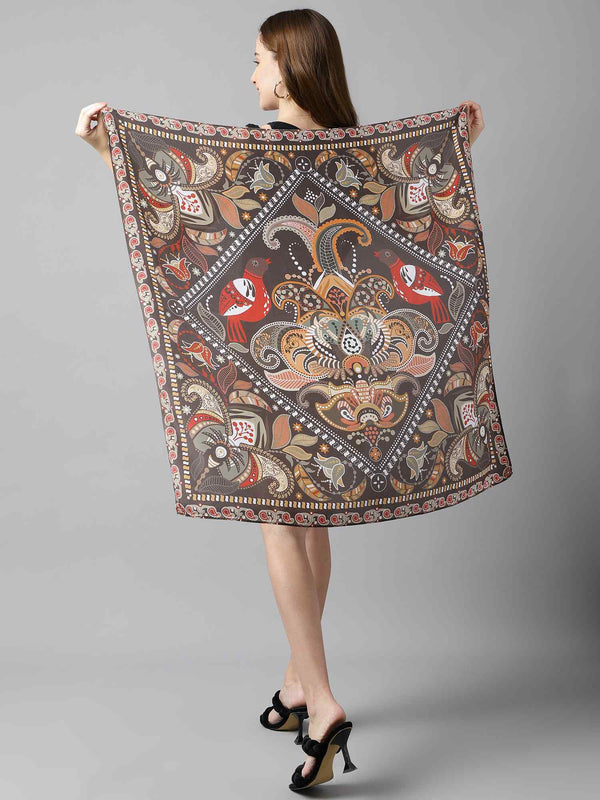 Brown Paisley Scarf & Scarf Bag Set - TOSSIDO