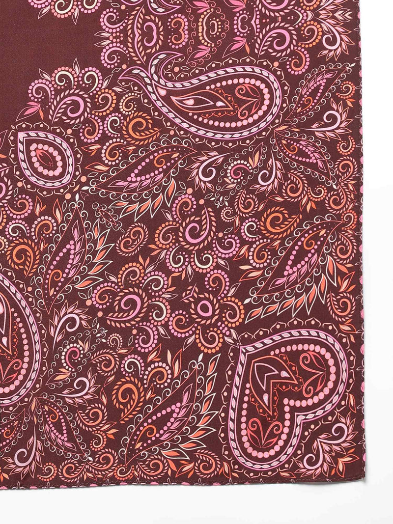 Brown Paisley Scarf & Scarf Bag Set - TOSSIDO
