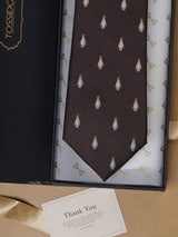 Brown Penguin Teflon Silk Necktie - TOSSIDO