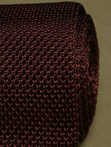 Brown Solid Silk Knitted Necktie - TOSSIDO