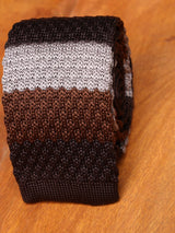 Brown Stripe Knitted Necktie - TOSSIDO