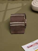 Brown Stripe Silk Knitted Necktie - TOSSIDO