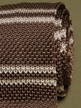 Brown Stripe Silk Knitted Necktie - TOSSIDO