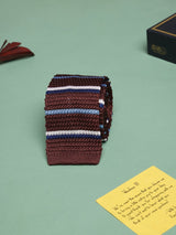 Brown Stripe Silk Knitted Necktie - TOSSIDO