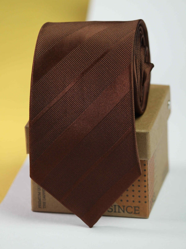 Brown Stripe Woven Necktie - TOSSIDO
