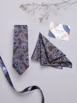 Brown Stripe Woven Necktie & Pocket Square Giftset - TOSSIDO