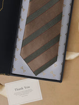 Brown Stripes Teflon Silk Necktie - TOSSIDO