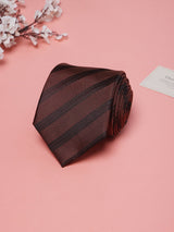 Brown Stripes Teflon Silk Necktie - TOSSIDO