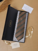 Brown Stripes Teflon Silk Necktie - TOSSIDO