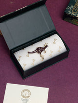 Brown & White Kangaroo Brooch - TOSSIDO