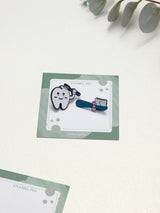 Brushing Tooth & Toothbrush Enamel Pin Set of 2