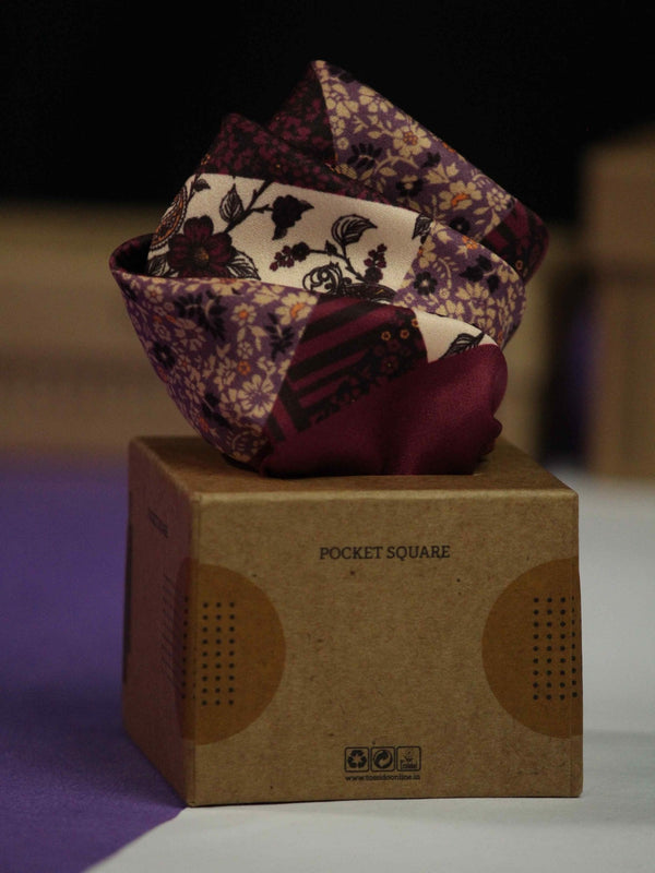 Burgundy Floral Pocket Square - TOSSIDO