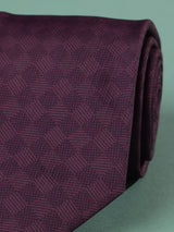 Burgundy Geometric Micro Fiber Necktie - TOSSIDO