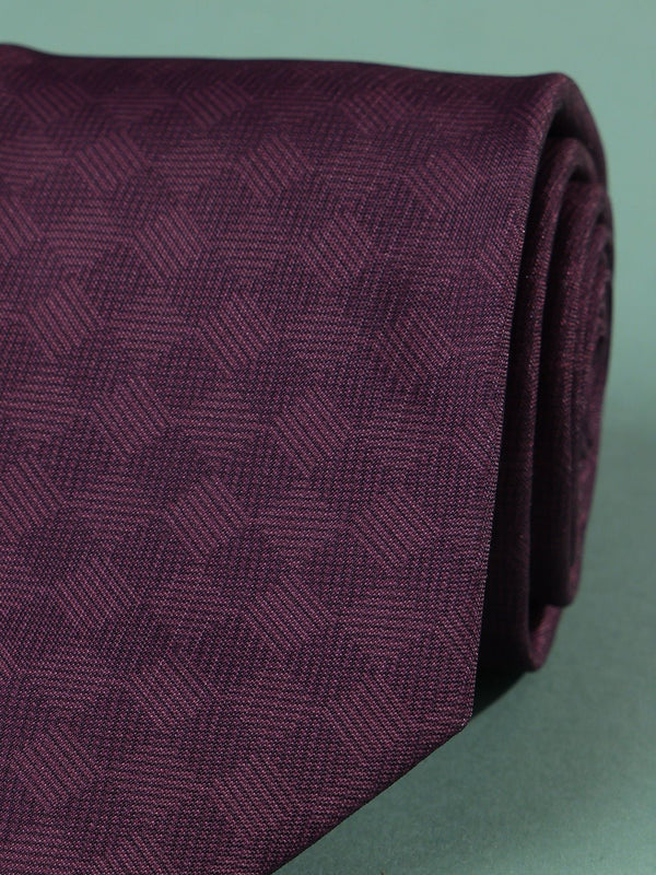 Burgundy Geometric Micro Fiber Necktie - TOSSIDO
