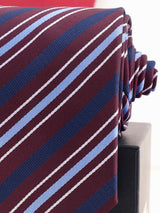 Burgundy Stripe Woven Necktie - TOSSIDO