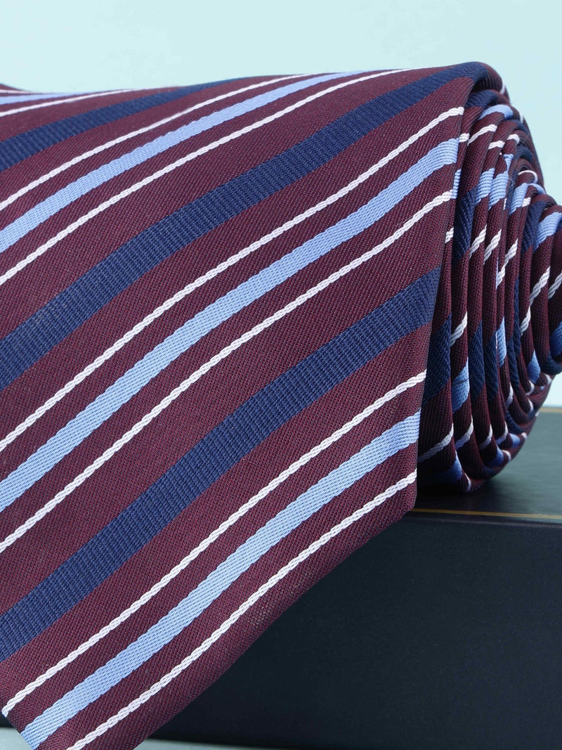 Burgundy Striped Broad Necktie - TOSSIDO