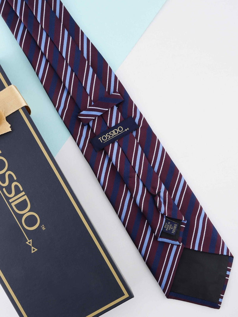 Burgundy Striped Broad Necktie - TOSSIDO