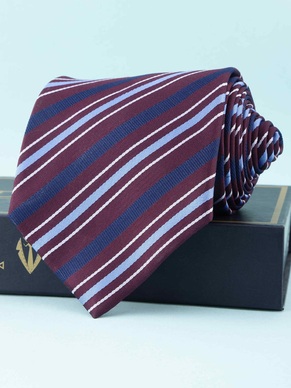 Burgundy Striped Broad Necktie - TOSSIDO