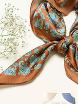 Burnt Orange Paisley Printed Satin Neckerchief - TOSSIDO